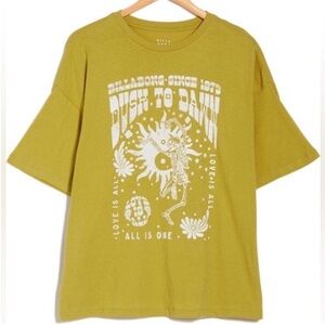 Billabong Medium Tee Darling Dusk To Dawn Oversize T-Shirt green 100% cotton NWT